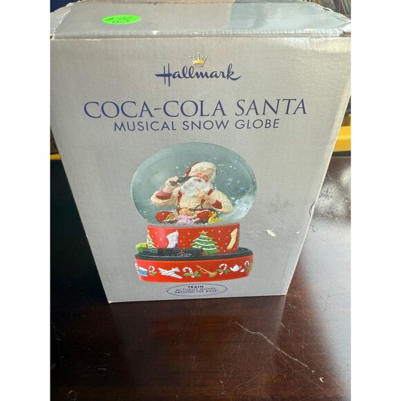 Hallmark 2001 Coca-Cola Santa Christmas Musical Snow Globe Moving Train NIB - Picture 1 of 3